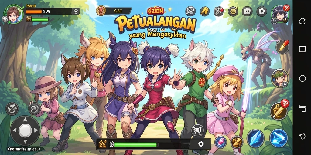 Tampilan gameplay 62IDN yang menampilkan karakter anime yang menarik.