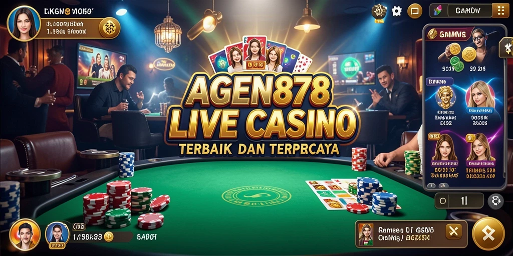 Screenshot AGEN878 menunjukkan gameplay Live Casino yang seru dan interaktif.