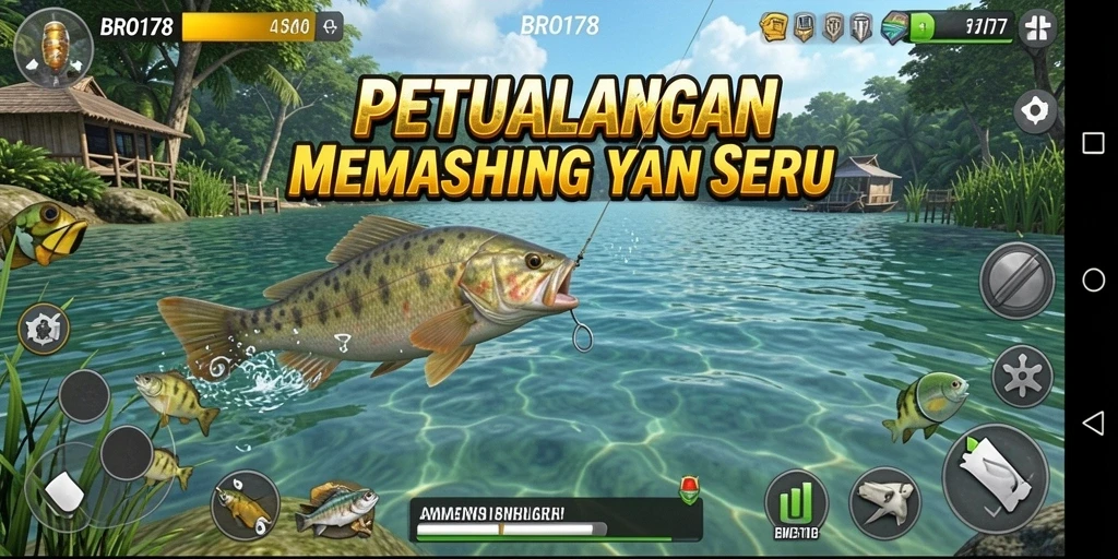 Screenshot gameplay BRO178 dengan suasana memancing yang menakjubkan.