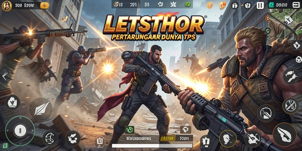 Tampilan gameplay LETSTHOR yang mendebarkan dan penuh aksi.