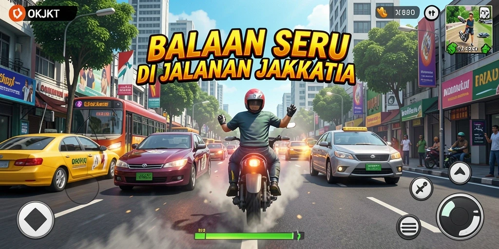 Tampilan gameplay racing di jalanan Jakarta yang menegangkan.