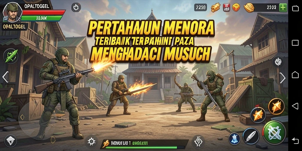 Tampilan menyerupai battlefield dalam game Tower Defense.