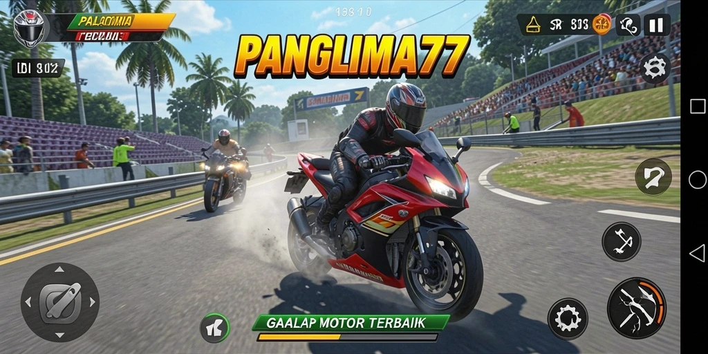 Tampilan menarik gameplay balap motor di PANGLIMA77.