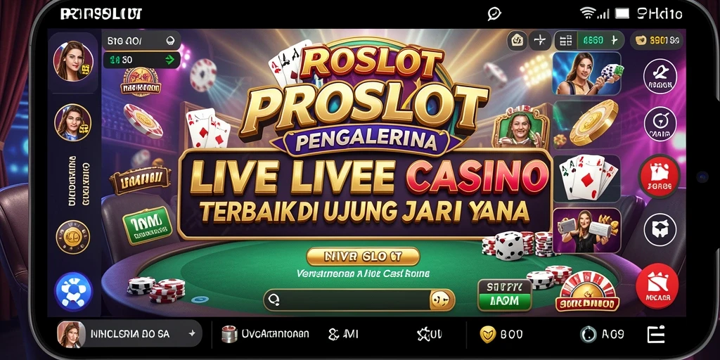 Screenshot gameplay Live Casino PROSLOT menampilkan dealer dan permainan yang menarik.