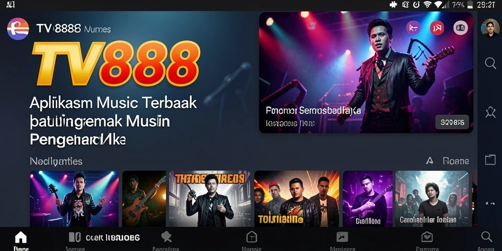 Tampilan gameplay yang menampilkan beragam genre musik di TV888.